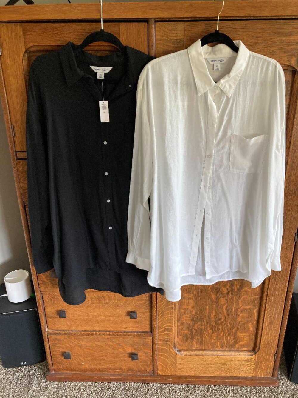 Lot 2 Old Navy Boyfriend Shirt XL Tall, NWT, black, white, button down